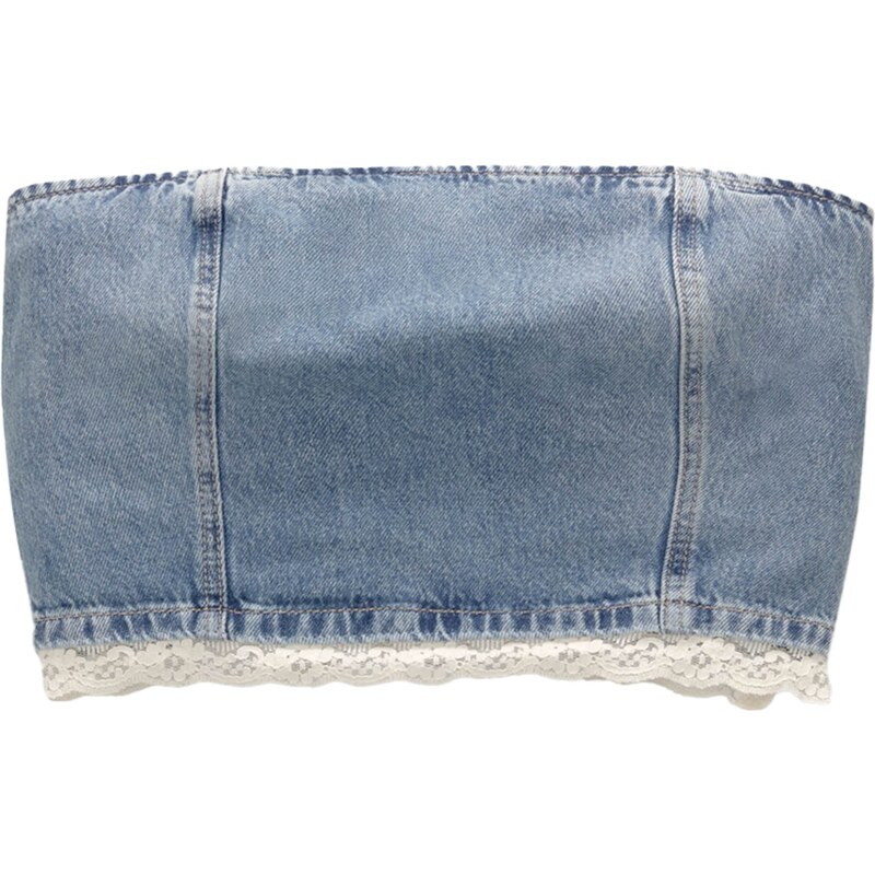 Pull&Bear Top modrá denim / biela 54354636