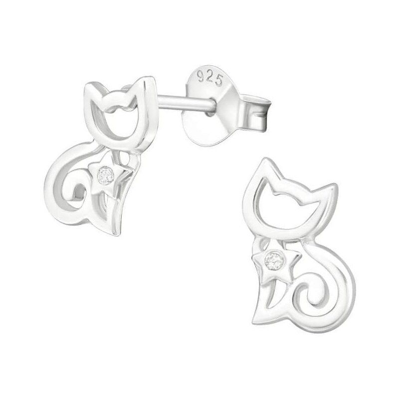 Glory detské strieborné náušnice Mačka so zirkónom 52412538