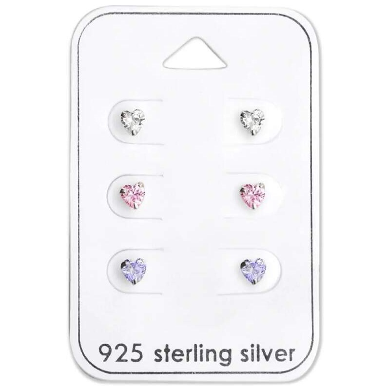 Glory set detských strieborných náušníc na karte Srdce 52412541