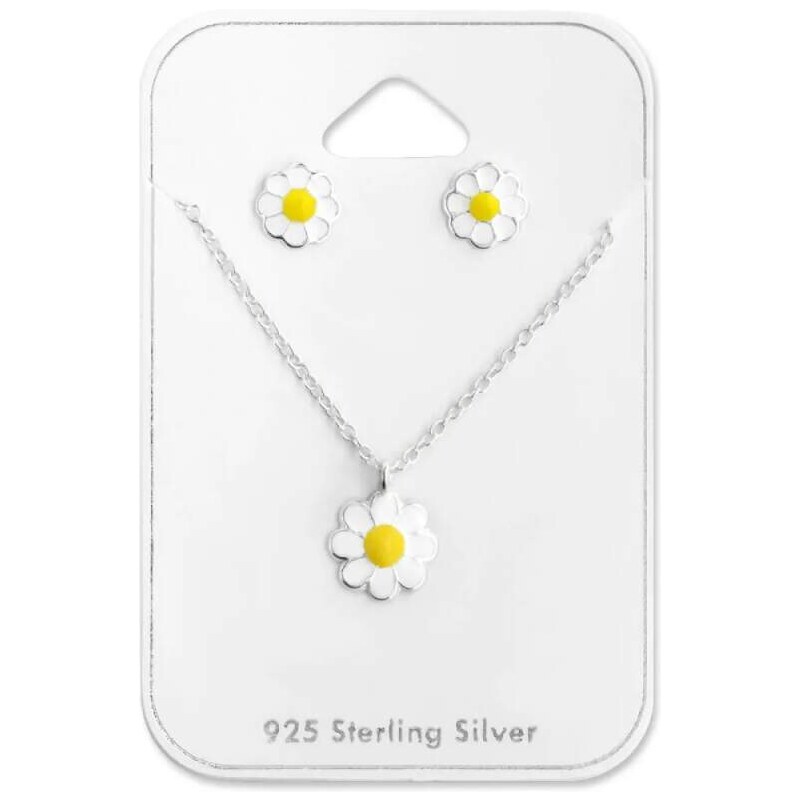 Glory strieborný set detský náhrdelník a náušnice na karte Sedmokráska 52412544