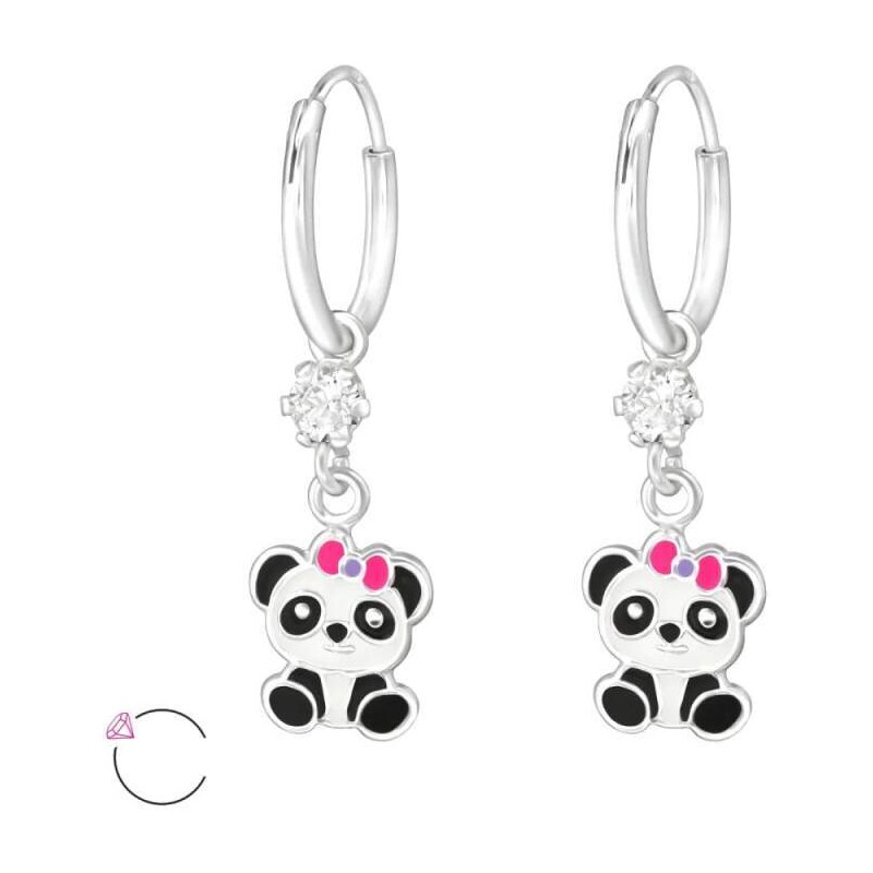 Glory detské strieborné visiace náušnice Panda 52416061