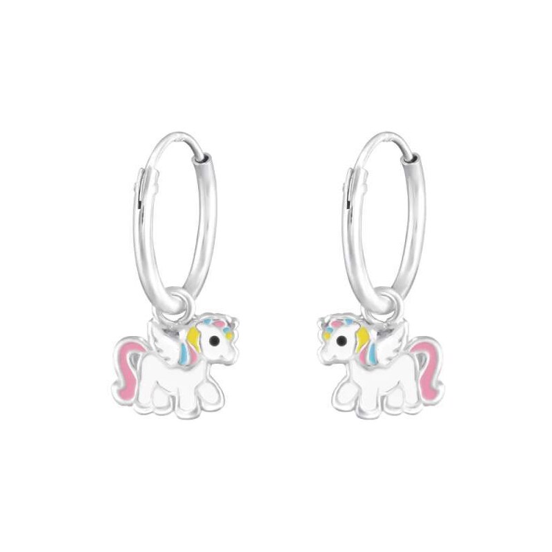 Glory detské strieborné náušnice kruhy Jednorožec 52416065