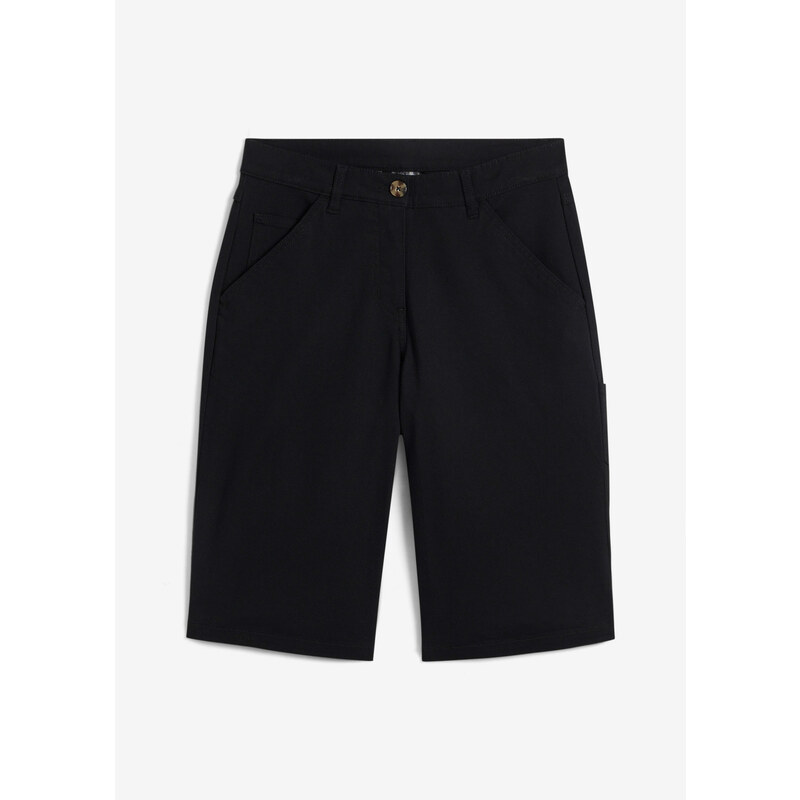 bonprix Bermudy, bavlnené, po kolená, Utility detaily, farba čierna 52417442
