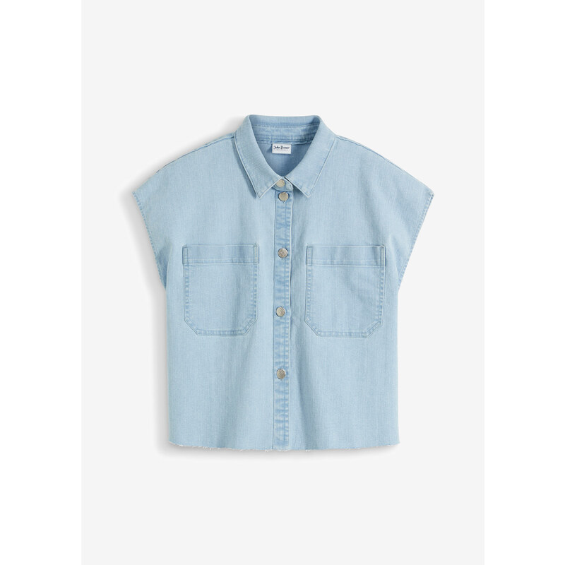 bonprix Džínsová blúzka Boxy, krátka, farba modrá 52417472