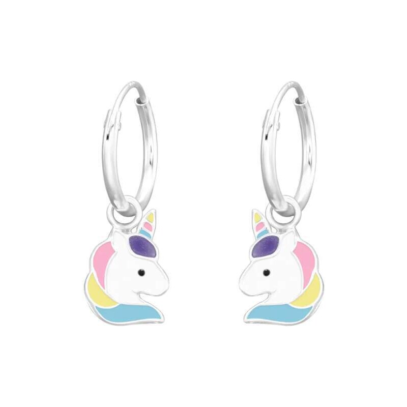 Glory detské strieborné náušnice kruhy dúhový Jednorožec 52418300