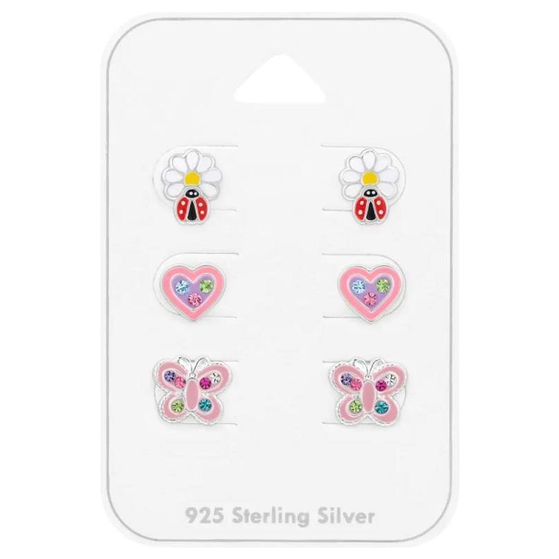 Glory set detských strieborných náušníc Hmyz a Srdce 52418305