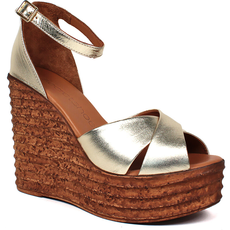 Secretshoes Kožené sandále na platforme 52434145