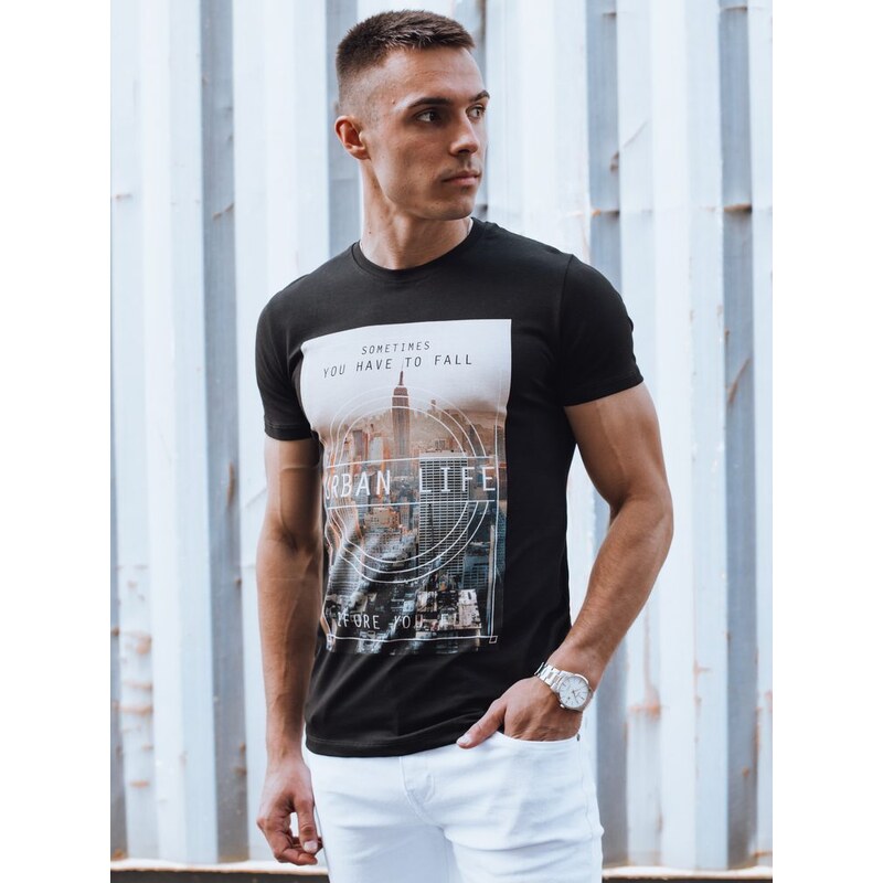 Dstreet Moderné mestské čierne tričko s nápisom 52434262