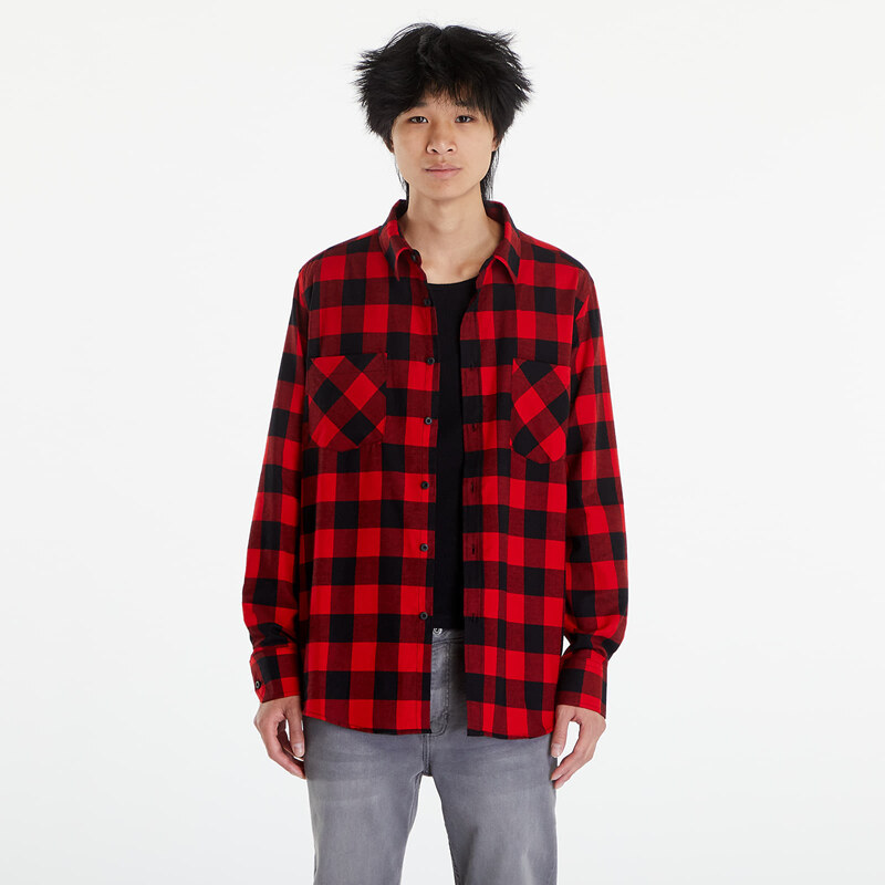 Košeľa Urban Classics Checked Flanell Shirt Black/ Red L 47100582