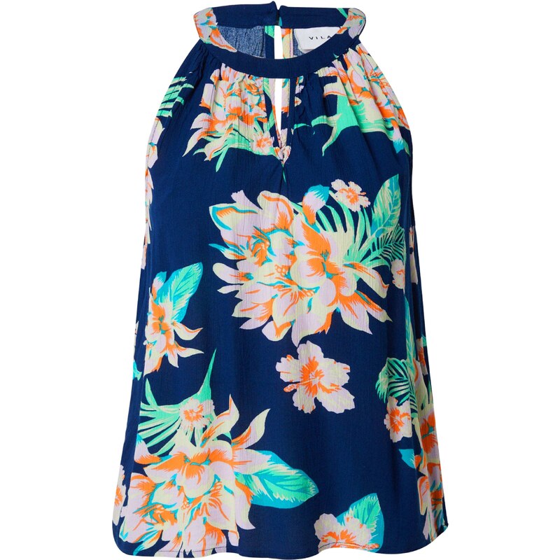 VILA Blúzka MESA námornícka modrá / vodová / oranžová / pastelovo 63107286