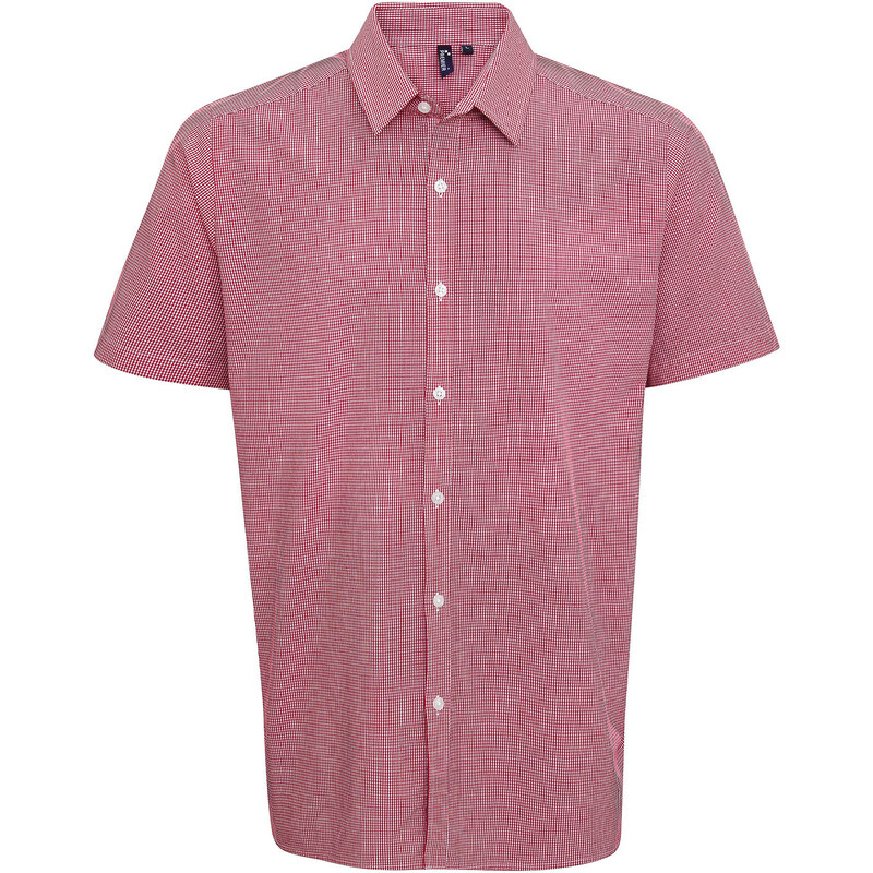 Pánska bavlnená košeľa s drobným kockovaným vzorom Premier krátky 62678978