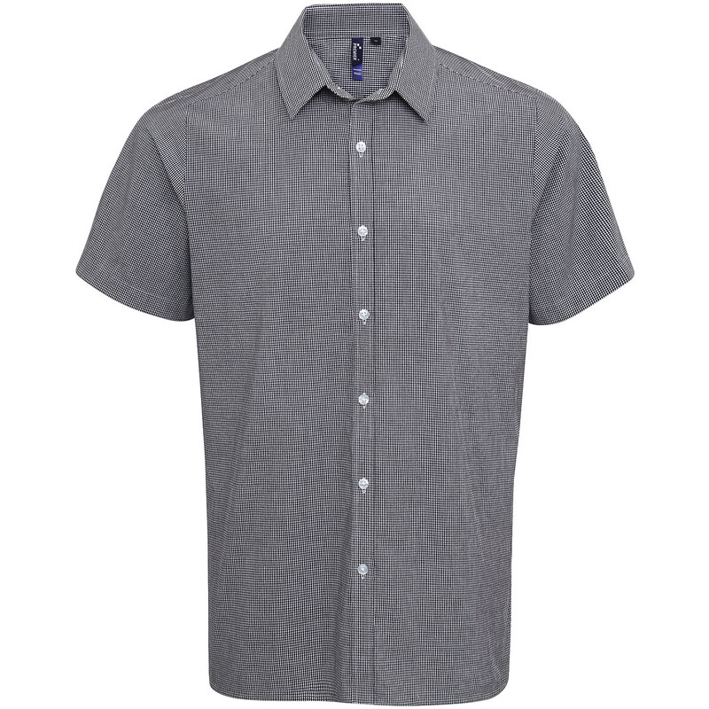 Pánska bavlnená košeľa s drobným kockovaným vzorom Premier krátky 62678979