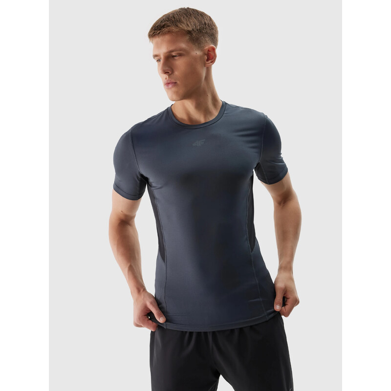 Mens slim sports T-shirt made of recycled 4F materials - graphite 52484156