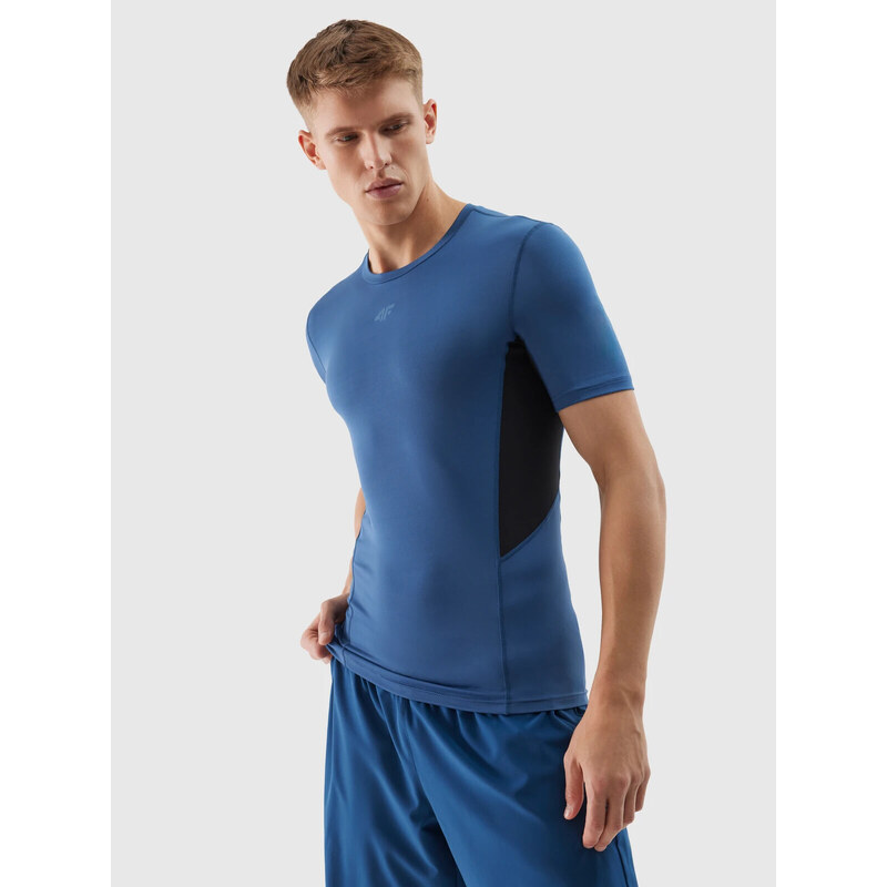 Mens slim sports T-shirt made of recycled 4F materials - navy blue 52484225