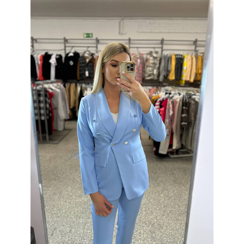 Blue extended jacket with imitation pockets LIVIEN 57777647
