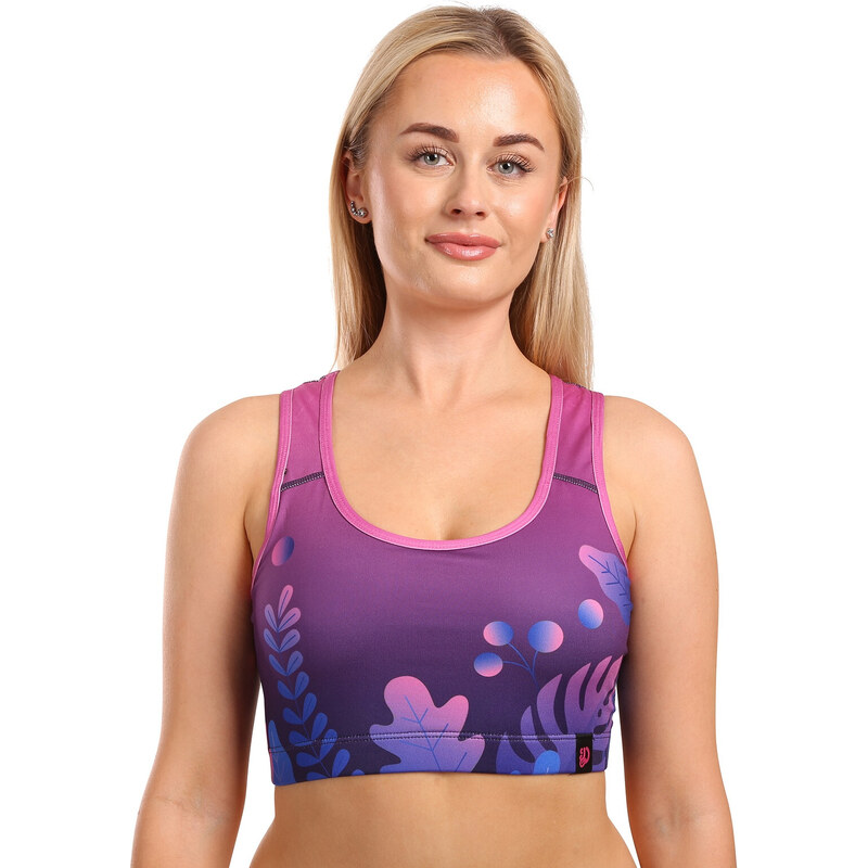 Veselá dámska športová podprsenka Dedoles Fialové listy (D-W-AW-GB-C 47973112
