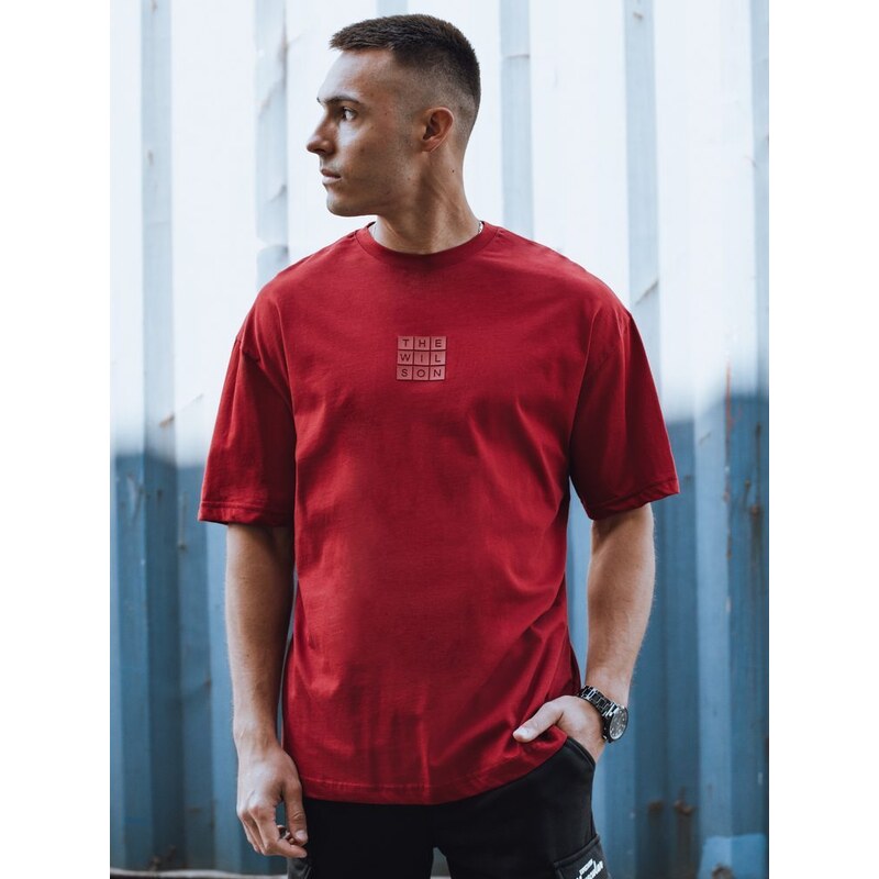 Dstreet Moderné bordové tričko s originálnym nápisom 52495875