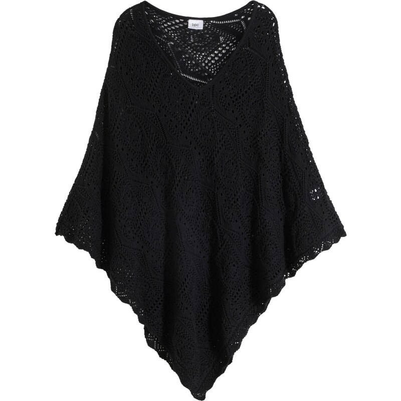 bonprix Letné pončo, háčkovaný vzhľad, farba čierna 52504092