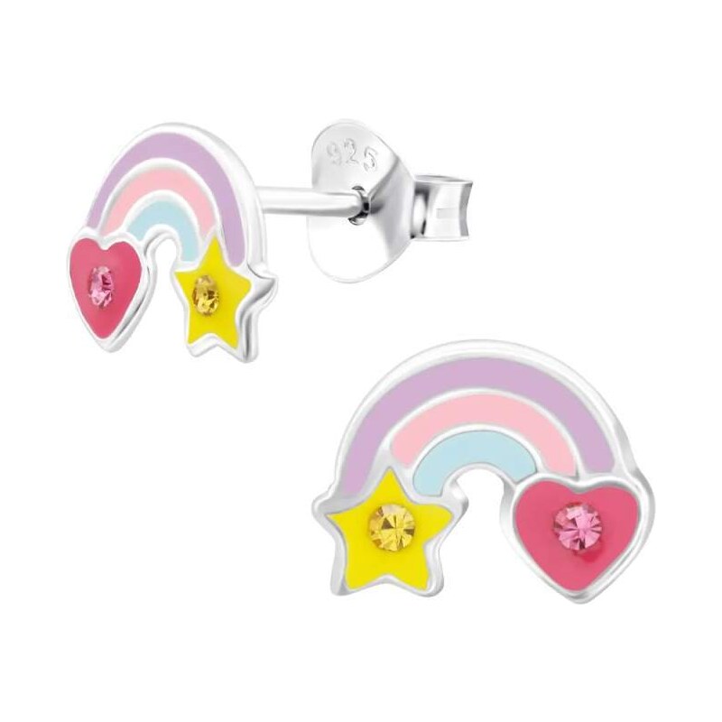 Glory detské strieborné náušnice Dúha 52510512