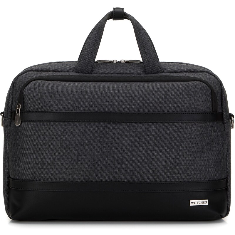 Wittchen Pánska taška na 15,6 notebook s lemom z ekokože, čierna 98-3P 52516436