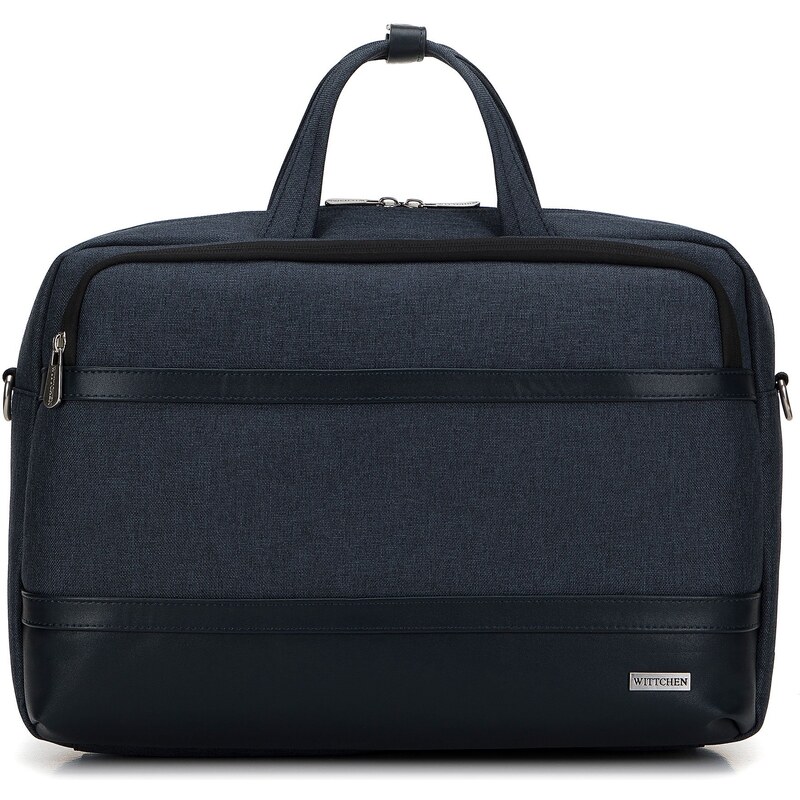 Wittchen Pánska taška na 15,6 notebook s lemom z ekokože, tmavomodrá 52516437