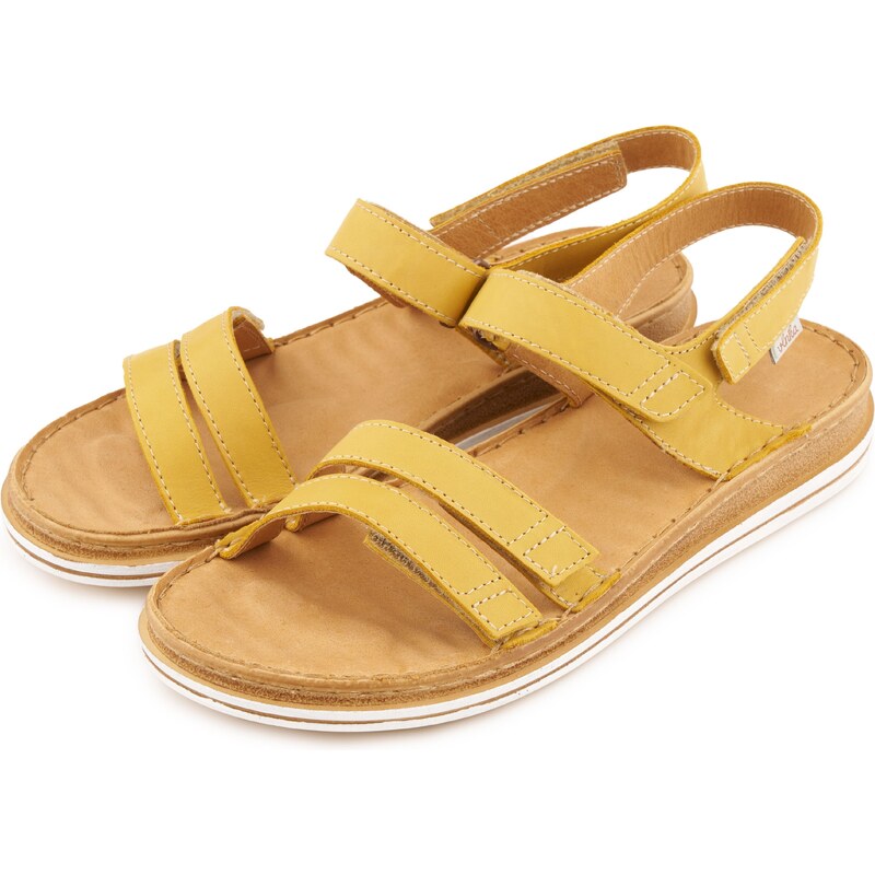 Vlnka Dámske zdravotné kožené sandále Vivian žltá veľkosti obuvi - 65797042