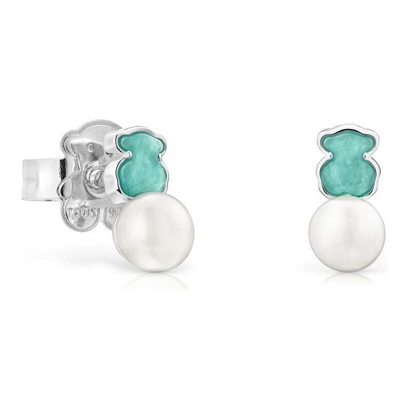 Tous Strieborné náušnice s amazonitom a perlou Icon Color 1002075600 67307592