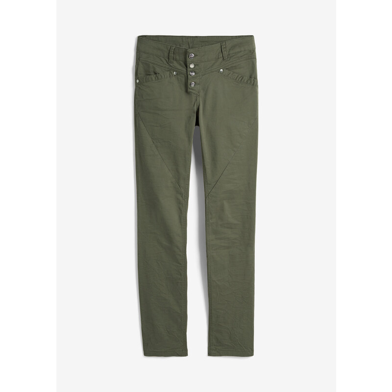 bonprix Strečové nohavice s krčeným efektom, farba zelená 44731809