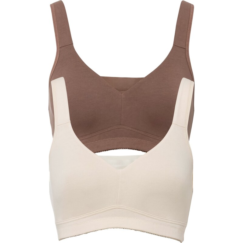 bonprix Podprsenka bez kostíc, s bavlnou (2 ks), farba béžová 44915622