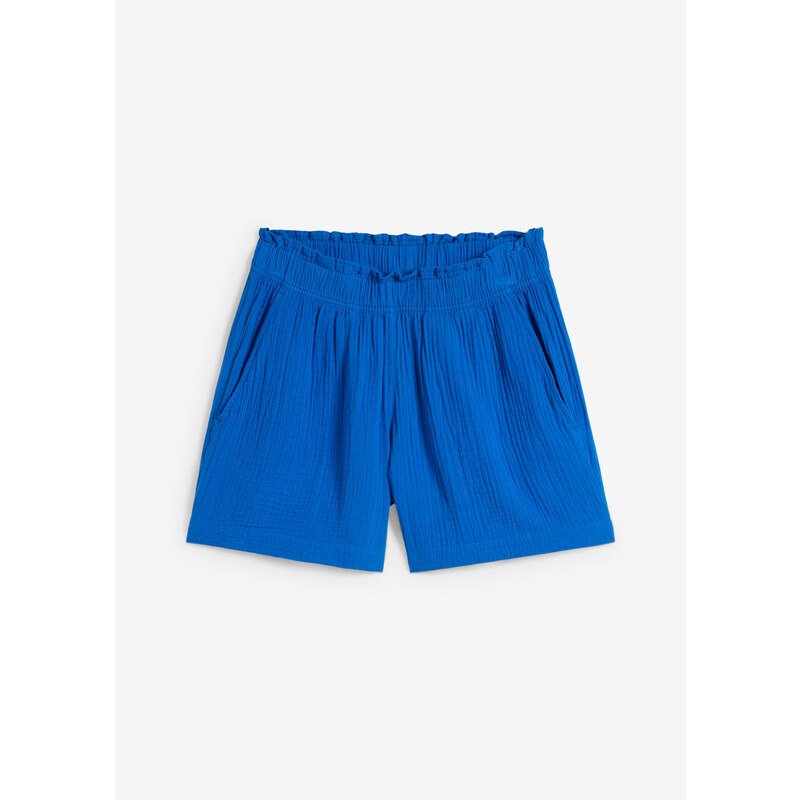 bonprix Mušelínové šortky z čistej bavlny, farba modrá 52557982