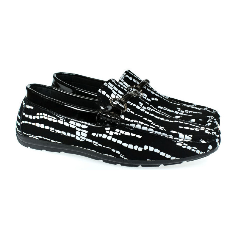 JOHN-C Pánske vzorované čierno-biele mokasíny PUCCI 52569856