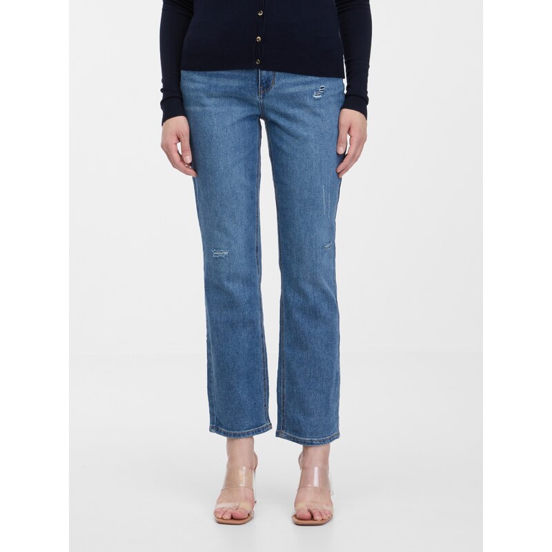 Tmavomodré dámske skrátené straight fit džínsy ORSAY 50538398
