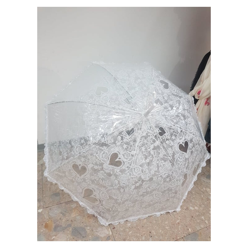 Katrins Fashion Dáždnik biely čipkovaný priesvitný 52580781