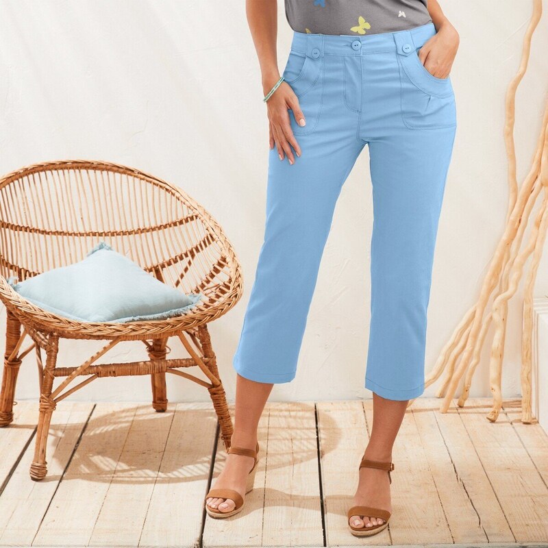 Rovné strečové 7/8 nohavice. modrá 036 Blancheporte 52602509