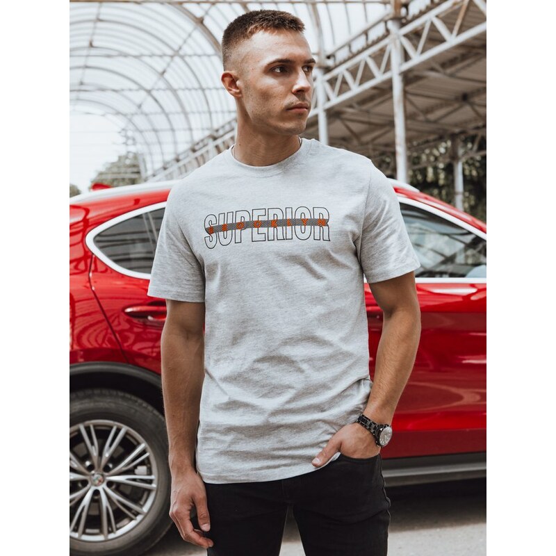 Dstreet Moderné šedé tričko s trendy nápisom 52592822