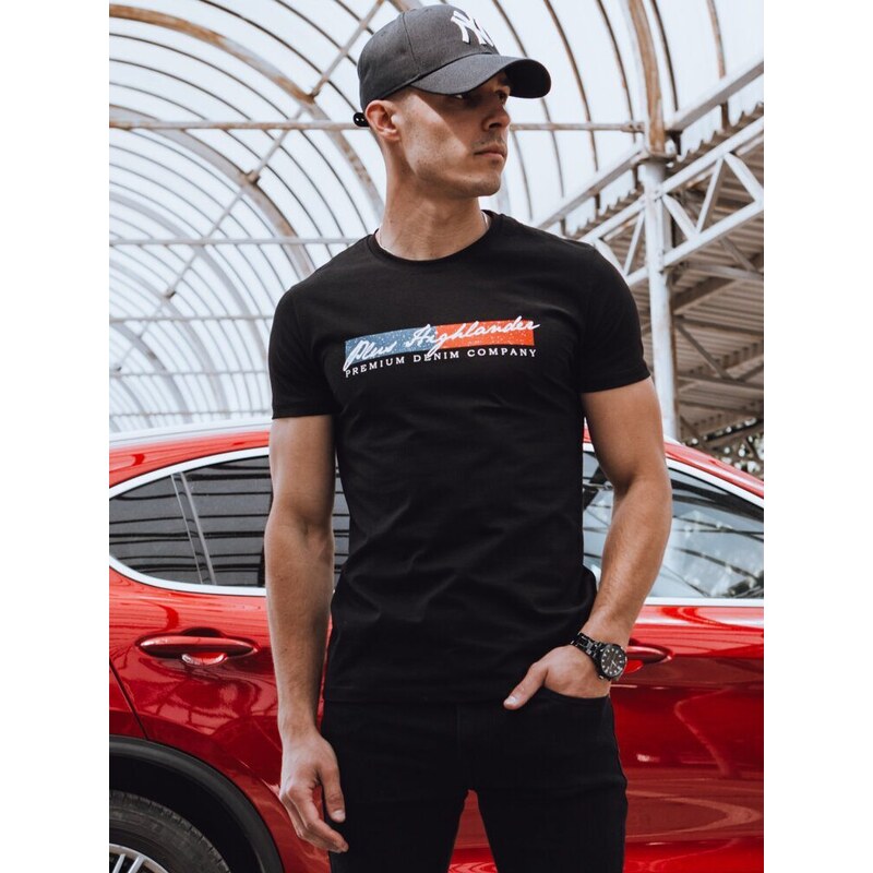 Dstreet Atraktívne čierne tričko s popisom 52592826