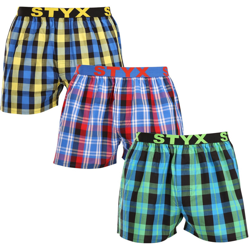 3PACK pánske trenky Styx športová guma viacfarebné (3B103739) 52595038