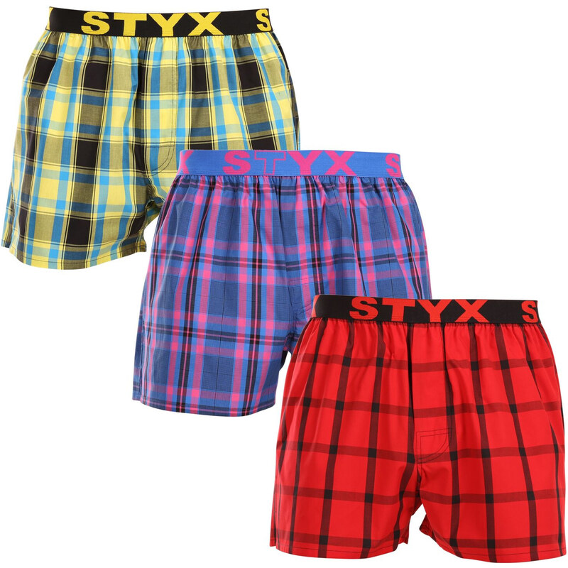 3PACK pánske trenky Styx športová guma viacfarebné (3B103133) 52595040