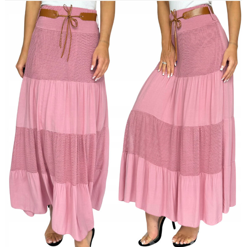 Fashionweek Dlhá sukňa zo vzdušného materiálu s opaskom EL-2897 65325748