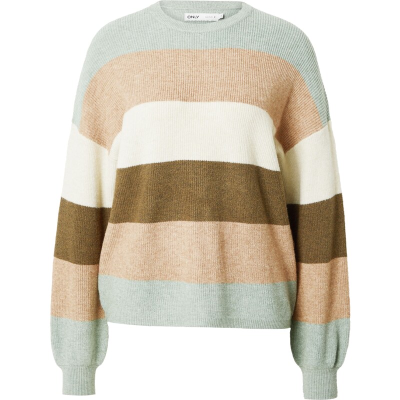 ONLY Sveter Atia olivová / mätová / pastelovo oranžová / prírodná 54293613
