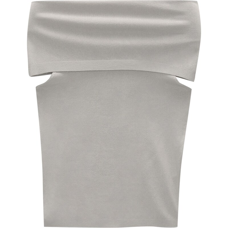 Pull&Bear Vyšívaný top svetlosivá 54361600