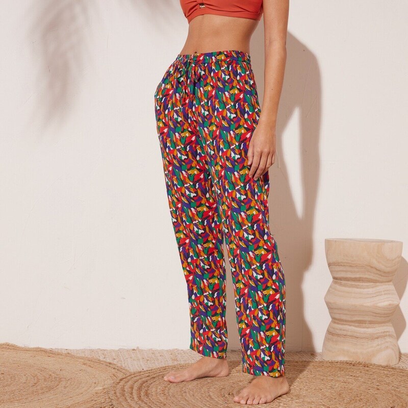 Rovné krepónové nohavice s potlačou viacfarebná 040 Blancheporte 52617981