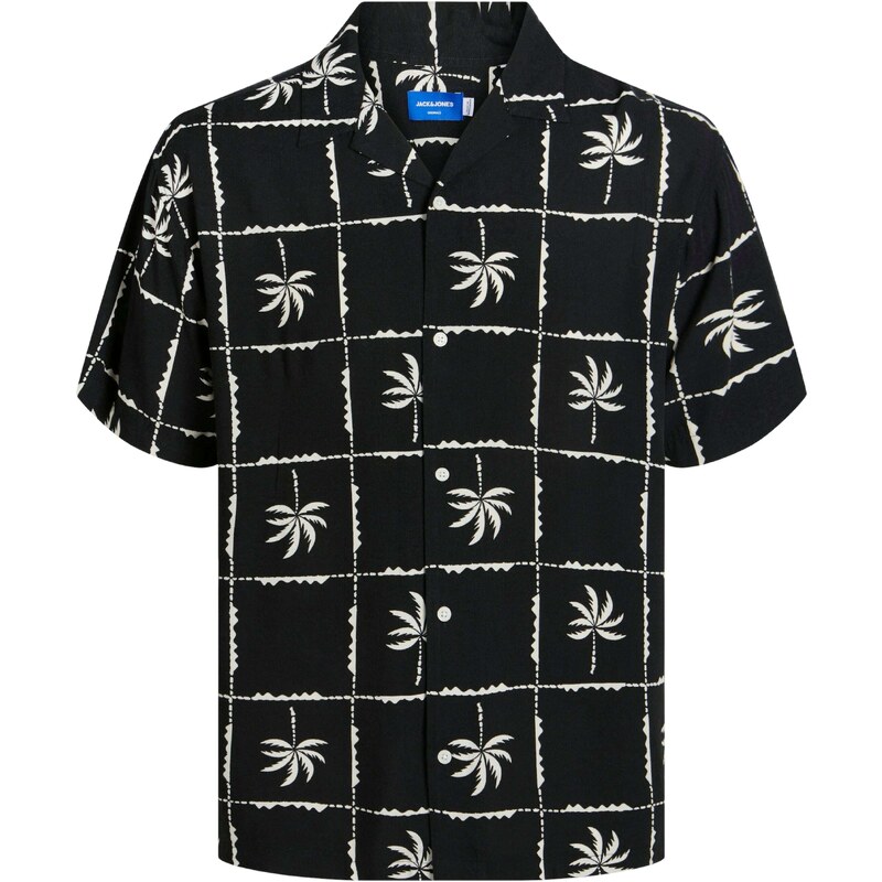 JACK & JONES Košeľa JORLuke Ocean Resort čierna / biela 54315655