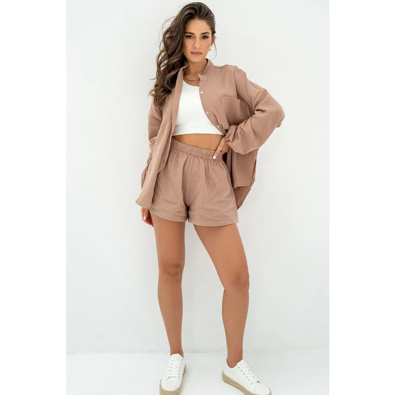 Mosquito Dámske mušelínové kraťasy Palma béžové, Farba béžová 52622351