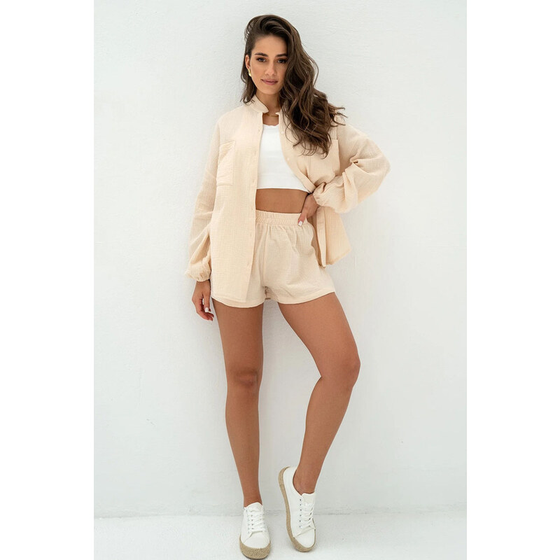 Mosquito Dámske mušelínové kraťasy Palma krémové, Farba krémová 52622353