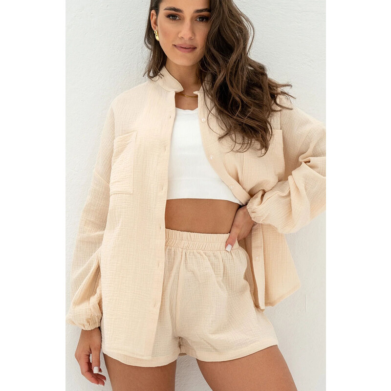 Mosquito Dámska mušelínová košeľa Palma krémová, Farba krémová 52622346