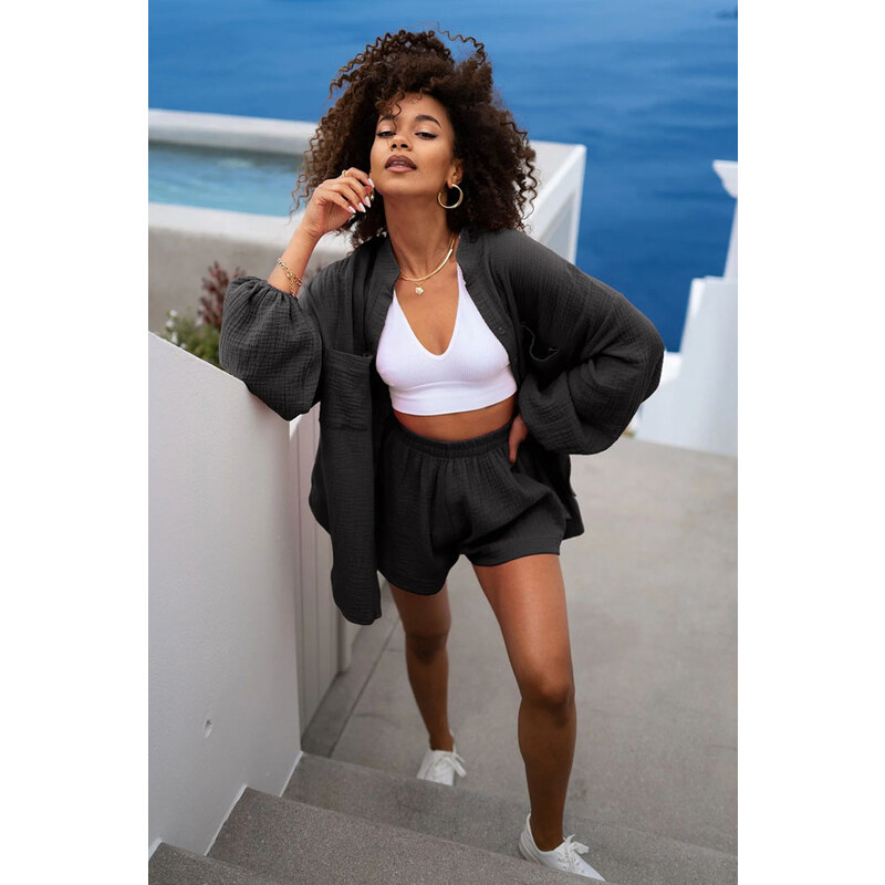 Mosquito Dámske mušelínové kraťasy Palma čierne, Farba čierna 52622350