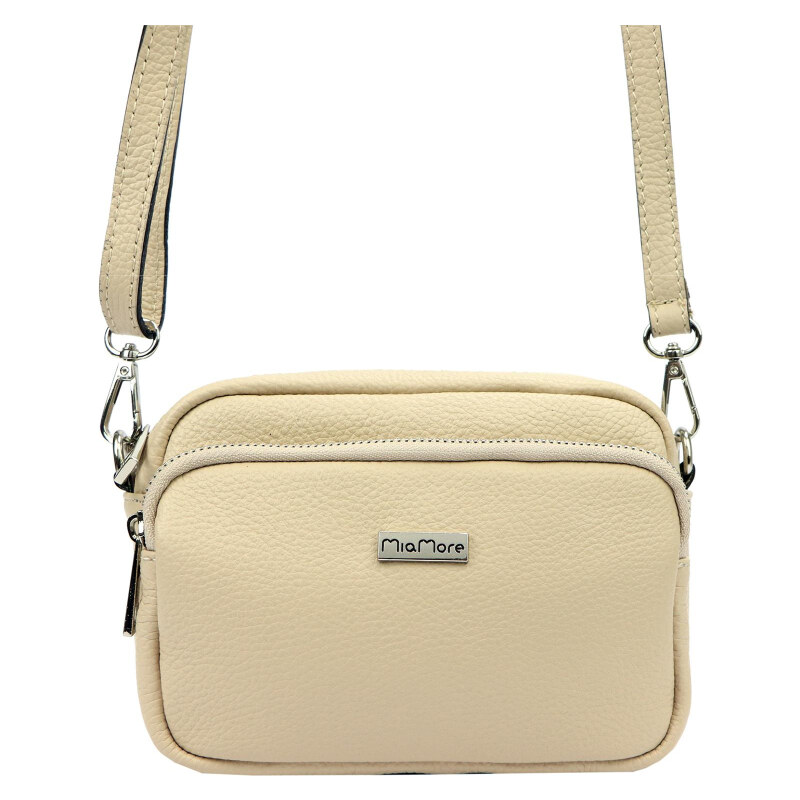 Kožená kabelka MiaMore béžová KZ51683 62179553