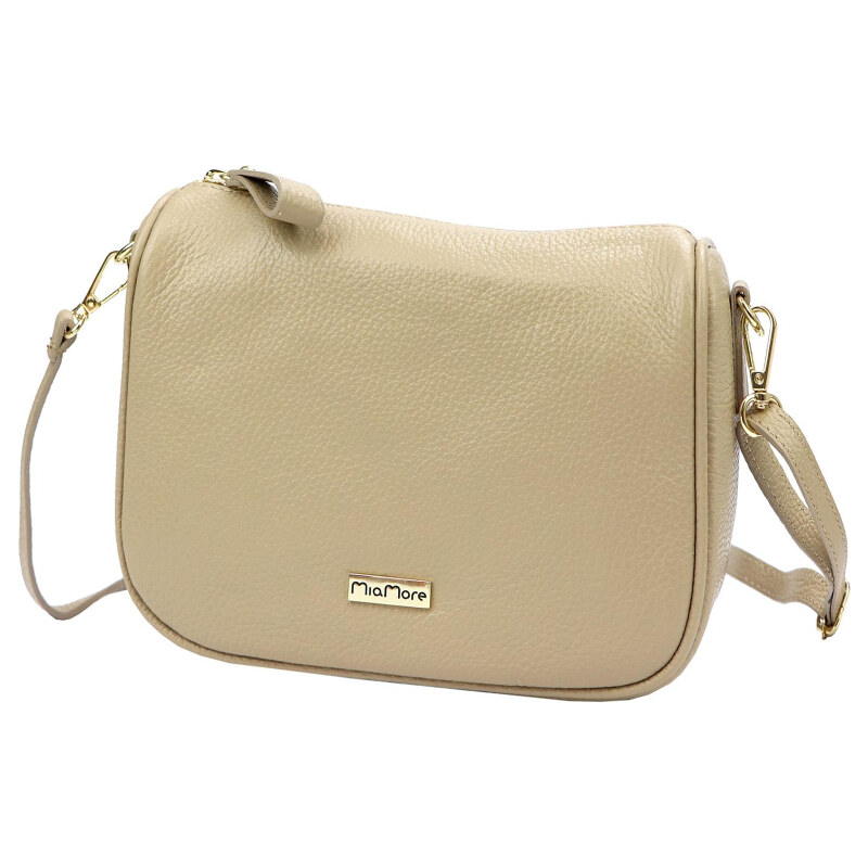Kožená kabelka MiaMore béžová KZ51846 62179568