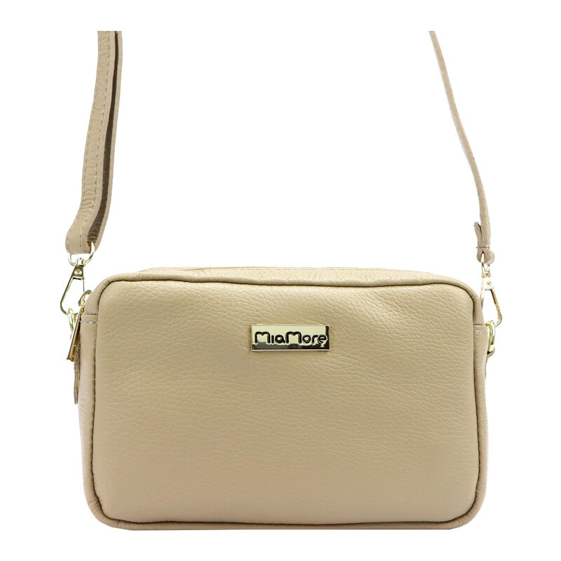 Kožená kabelka MiaMore béžová KZ43237 62180025